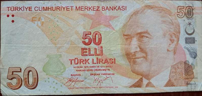 Turkey 50 Lira 2009 P-225 Used VF