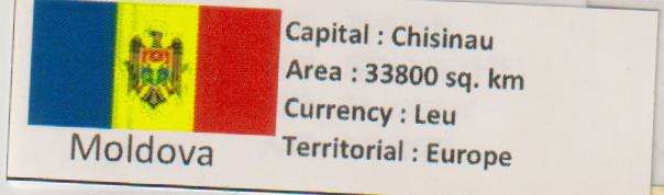 Moldova 1 LEI ISSUED 2015 P21 UNC with country information sticker