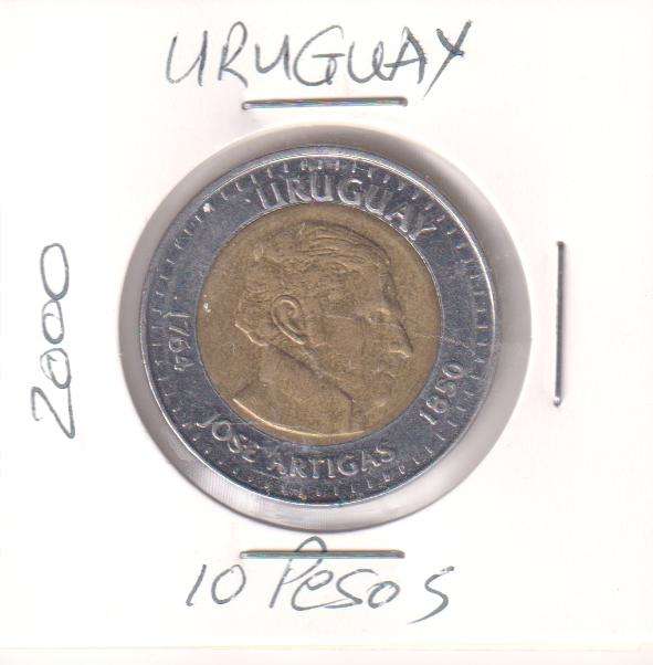 URUGUAY 10 PESOS 2000 - IN COIN FLIP
