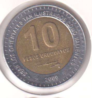 URUGUAY 10 PESOS 2000 - IN COIN FLIP