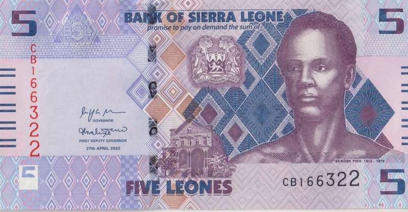 Sierra Leone 5 Leones 2022, P-36, UNC