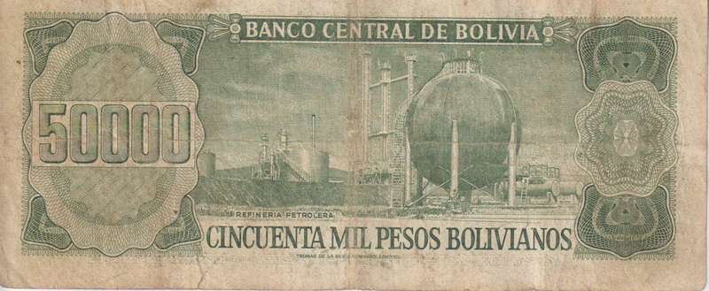 BOLIVIA 50,000 Pesos  1984 P170 VF