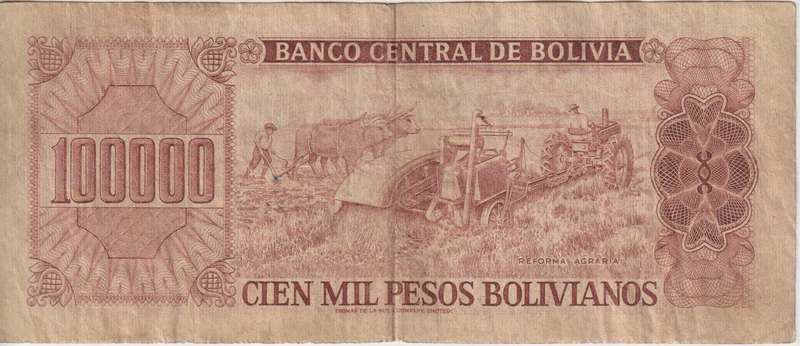 BOLIVIA 100,000 Pesos  1984  P171 VF