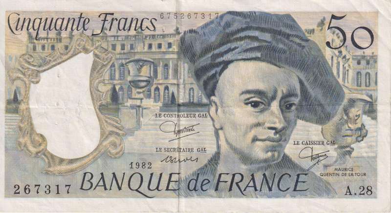 FRANCE 50 FRANCS 1988 P152d VF (pin holes)