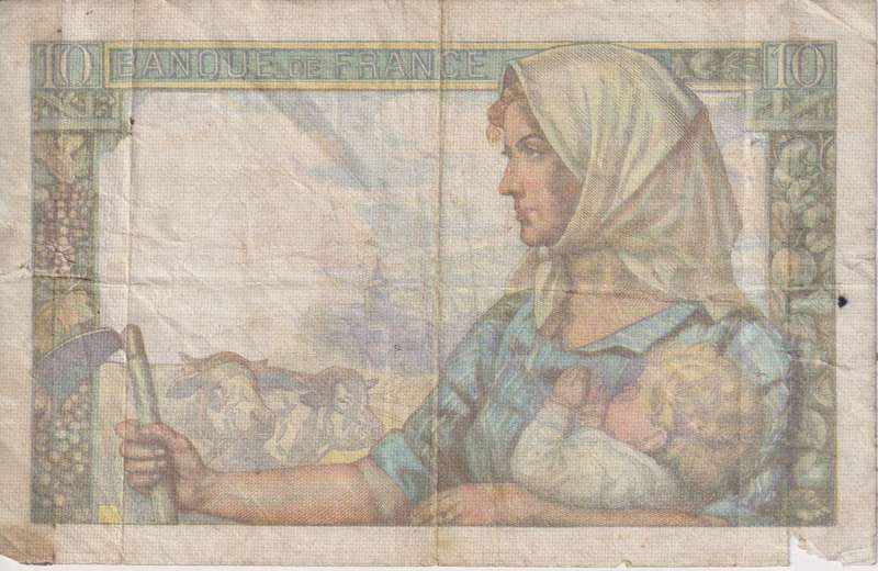 FRANCE 10 FRANCS 26.11.1942 P99e VG