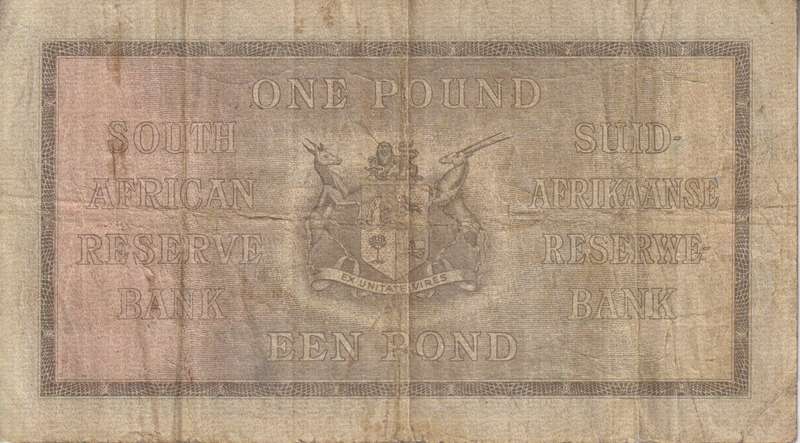 UNION OF SOUTH AFRICA - 1 POND M.H. de Kock A/166 1946 #107 7F
