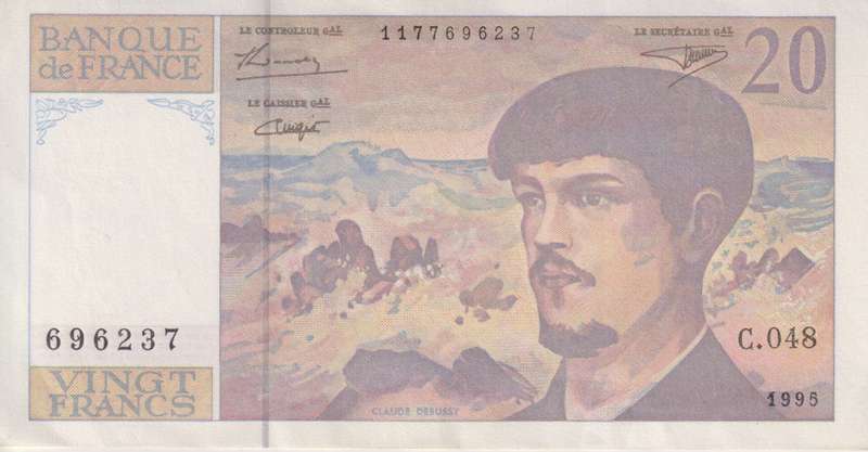 FRANCE 20 FRANCS DEBUSSY 1995 P151 XF