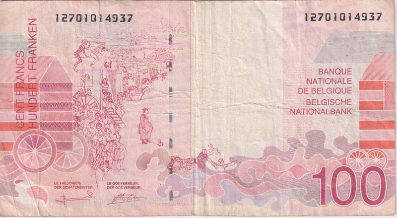BELGIUM 100 FRANCS 1995 P147  VF