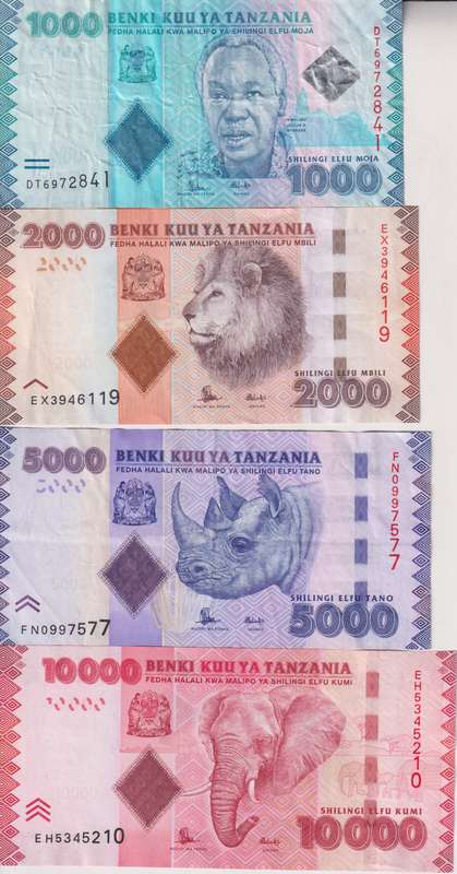 TANZANIA 1000, 2000, 5000, 10000 shillings 2015 P41-P44 VF-XF