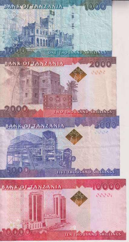 TANZANIA 1000, 2000, 5000, 10000 shillings 2015 P41-P44 VF-XF