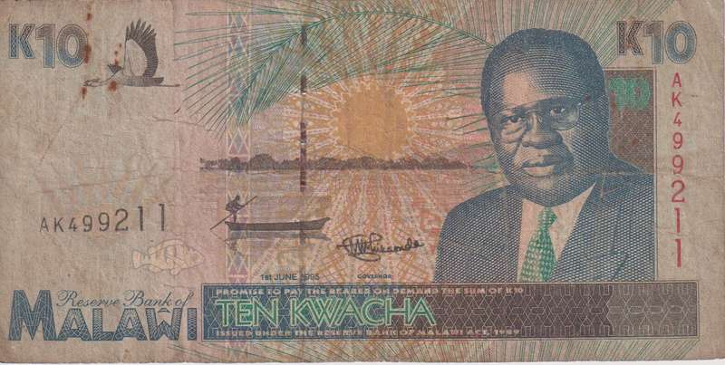 MALAWI 10 KWACHA 1995 P31  F