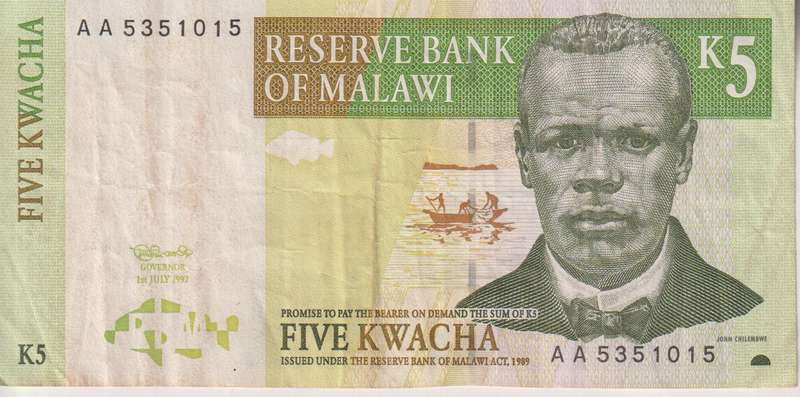 MALAWI 5 KWACHA 1997 P36 VF