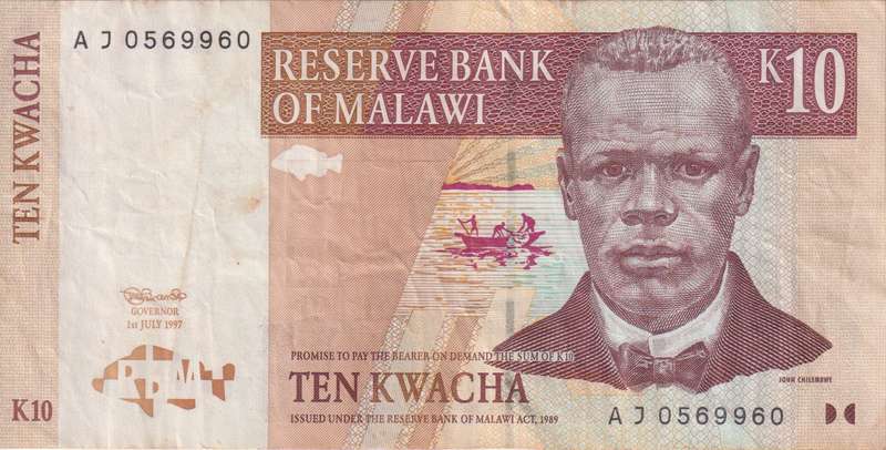 MALAWI 10 KWACHA 1997 P37 VF