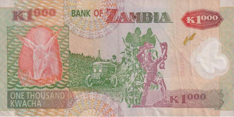 ZAMBIA 1000 Kwacha 2008 P44f  VF