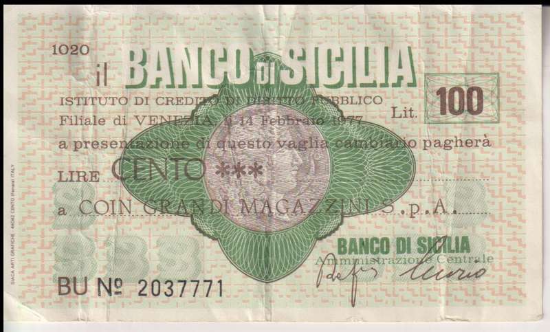 Notgeld - ITALY 100 Lire 1976/1977 - N245557 VF
