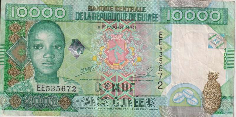 Guinea 10000 Francs 2008 P42b  VF