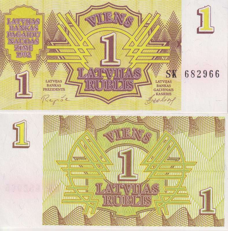 LATVIA 1 RUBLIS 1992 P35 UNC
