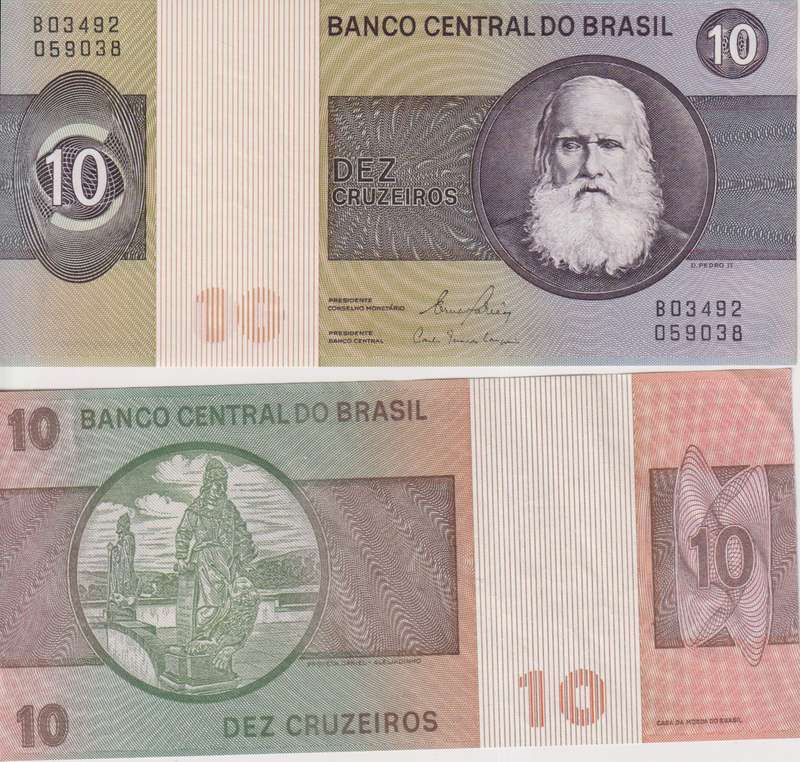 BRAZIL 10 CRUZEIROS 1980  P193  UNC