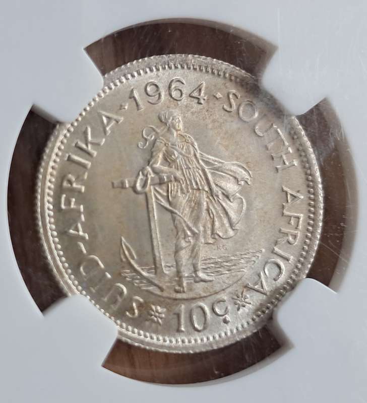 1964  10 Cent -  SILVER - NGC GRADED MS65