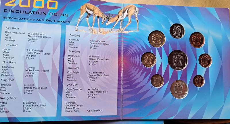 REPUBLIC OF SOUTH AFRICA - 2000 Circulation set of Uncirculated coins