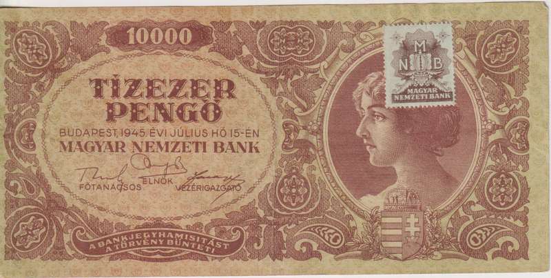 WW2 - HUNGARY 10,000 PENGO  1945 P119  VF
