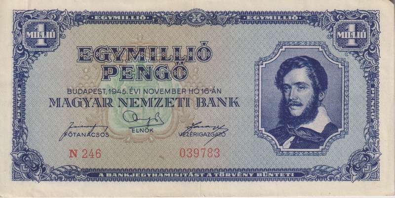 WW2 - HUNGARY 1 MILLION PENGO  1945  P122 VF