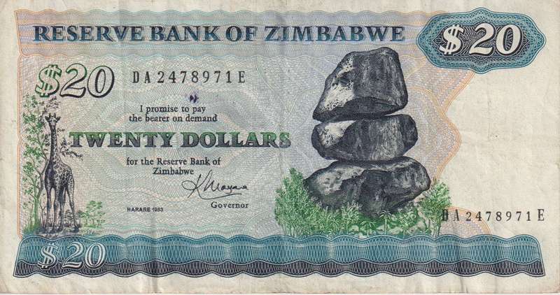 ZIMBABWE $20 Dollars 1983, P-4c VF