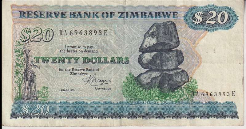 ZIMBABWE $20 Dollars 1983, P-4c VF