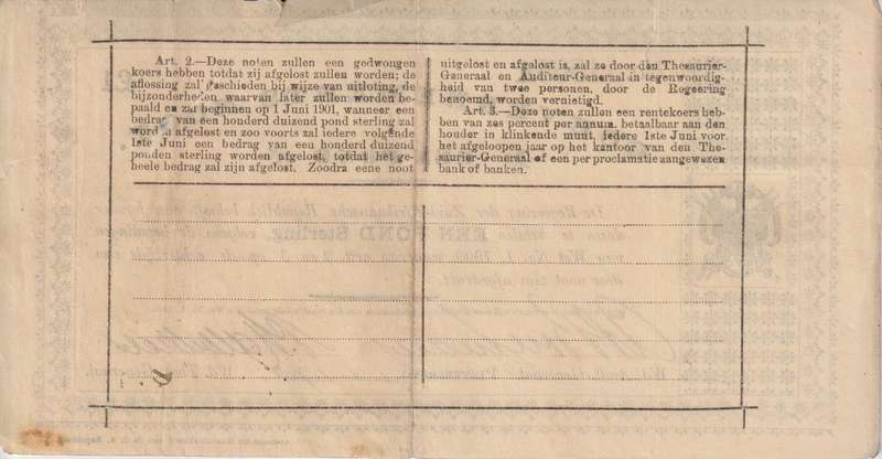 ZAR GOUVERMENTS NOTES - PIETERSBURG £ 1  - 1901 - ZAR 15 - 11565A  - TEAR - CONDITION AS PER SCANS