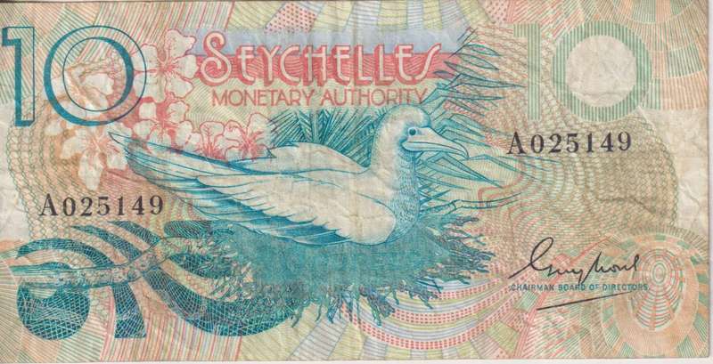 SEYCHELLES 10 RUPEES 1979-80 P23 VF