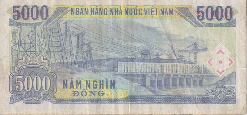 VIETNAM  5,000 Dong Banknote, 1991, P-108, VF