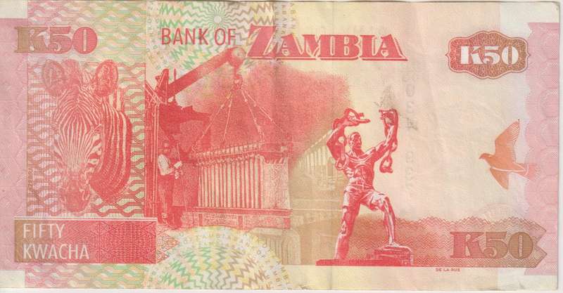 ZAMBIA 50 KWACHA 2008 P 37 VF