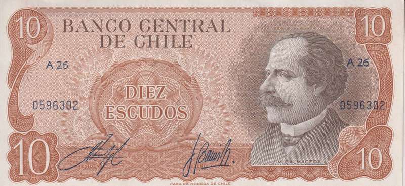 CHILE 10 ESCUDOS 1973-1974  P143 UNC