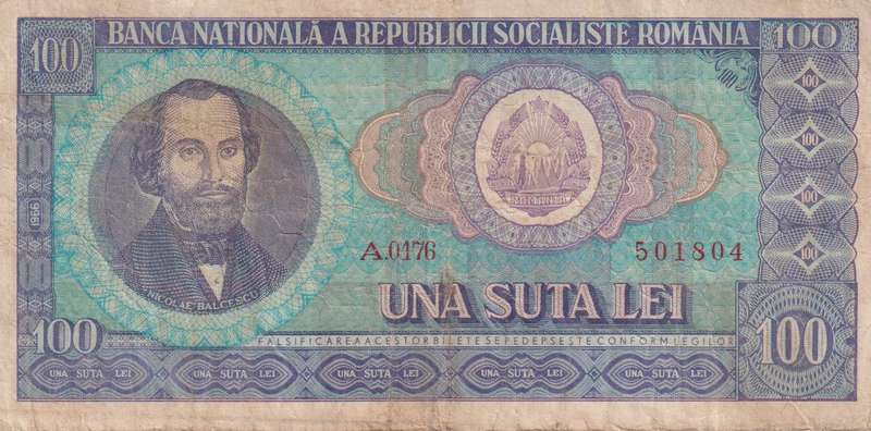 ROMANIA 100 LEI 1966 P97  F (USED)