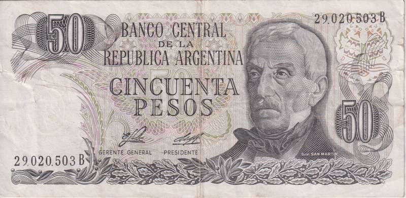 Argentina 50 Pesos 1974-1975 P-296 VF