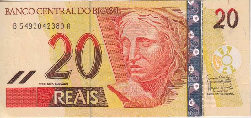 BRAZIL 20 REAIS 2007 P250  A-UNC
