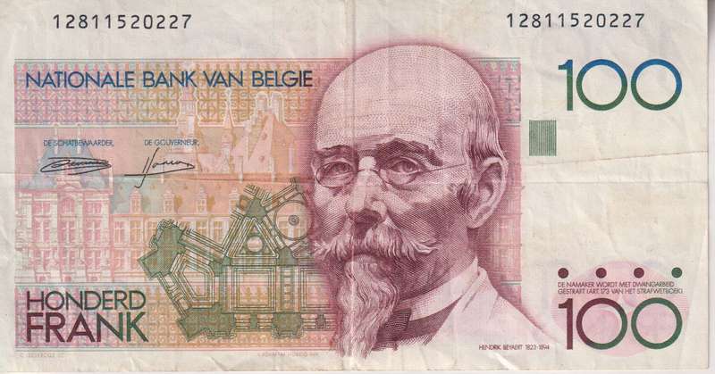 BELGIUM 100 FRANCS 1978-79 P140a  VF
