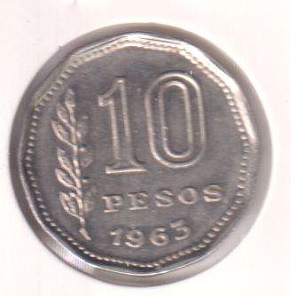 ARGENTINA 10 PESOS 1963 IN COIN FLIP