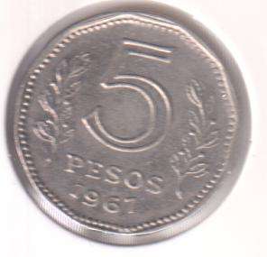 ARGENTINA 5 PESOS 1967 IN COIN FLIP
