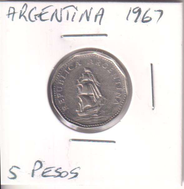 ARGENTINA 5 PESOS 1967 IN COIN FLIP
