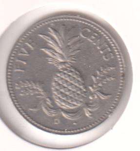 BAHAMAS 5 CENTS 1981 IN COIN FLIP