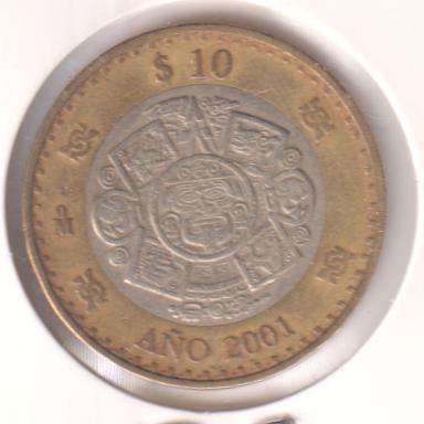 MEXICO 10 PESOS 2001 - BIMETAL IN COIN FLIP