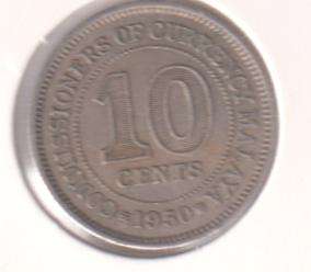 MALAYA 10 CENTS 1950 IN COIN FLIP