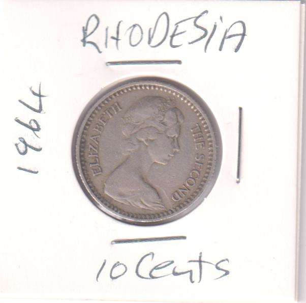 RHODESIA 10 CENTS 1964 IN COIN FLIP