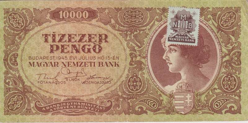WW2 - HUNGARY 10,000 PENGO  1945 P119  VF