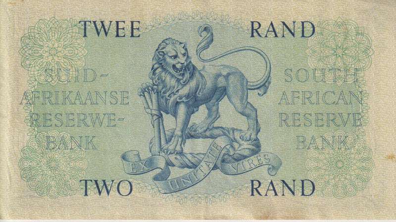 REPUBLIC OF SOUTH AFRICA - 2 RAND M.H. de Kock B/224  1962  E/A # 276 VF