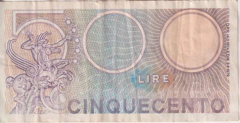 Italy 500 Lire 1979 P 94 VF