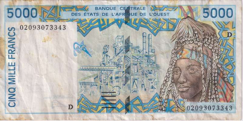WEST AFRICAN STATES - MALI  5000 Francs  2002/3  P13D VF