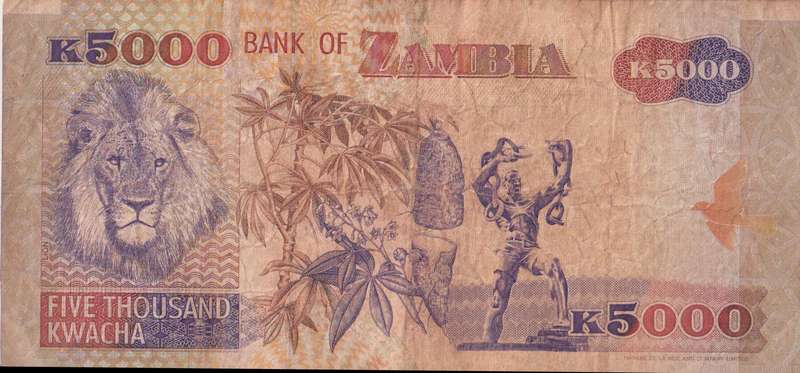 ZAMBIA 5000 KWACHA P41 1992 VF