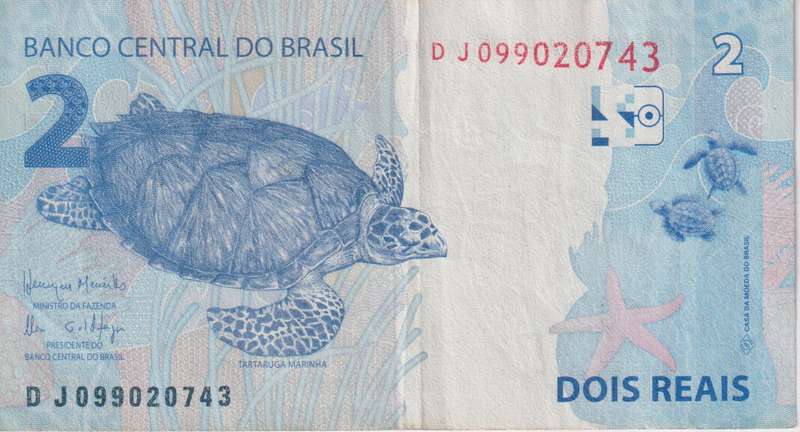 BRAZIL 2 Reals 2010 P252  XF